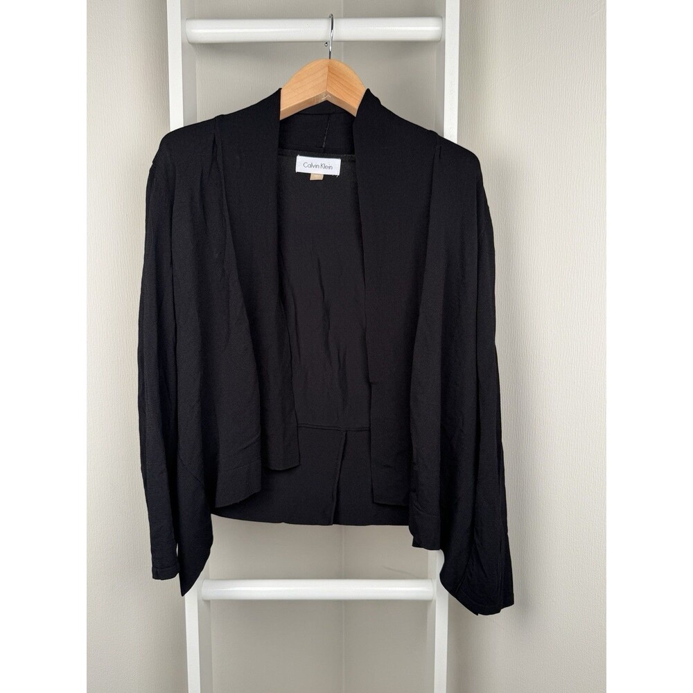 Calvin Klein Bolero Style Cardigan Womens XL Black Long Sleeve Lightweight
